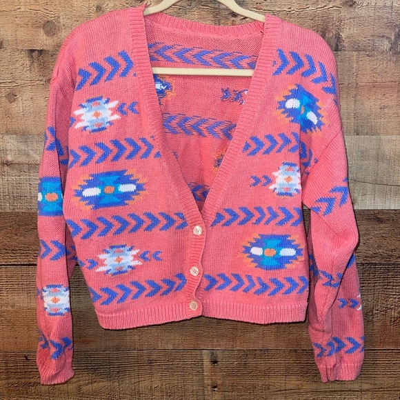 Sweaters - Pink Southwestern Style Cardigan Sweater
